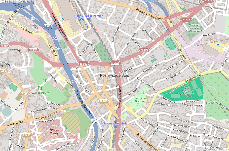 Karte Von Rosny-sous-Bois Frankreich