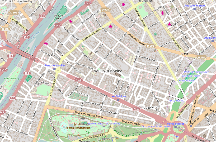 Karte Von Neuilly-sur-Seine Frankreich