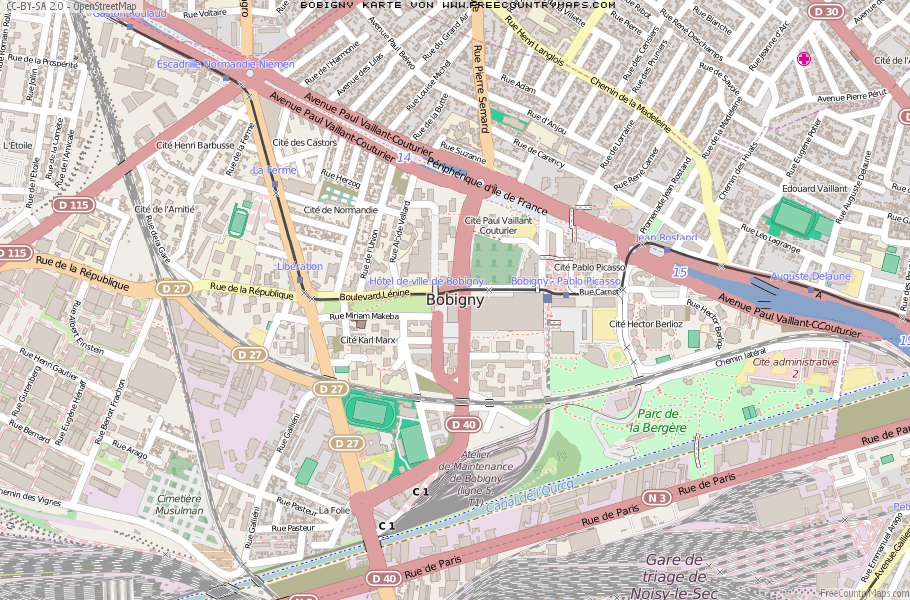 Karte Von Bobigny Frankreich