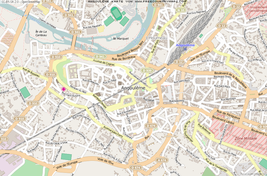Karte Von Angoulême Frankreich