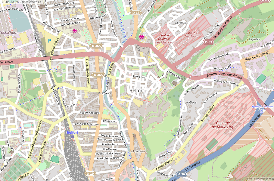 Karte Von Belfort Frankreich