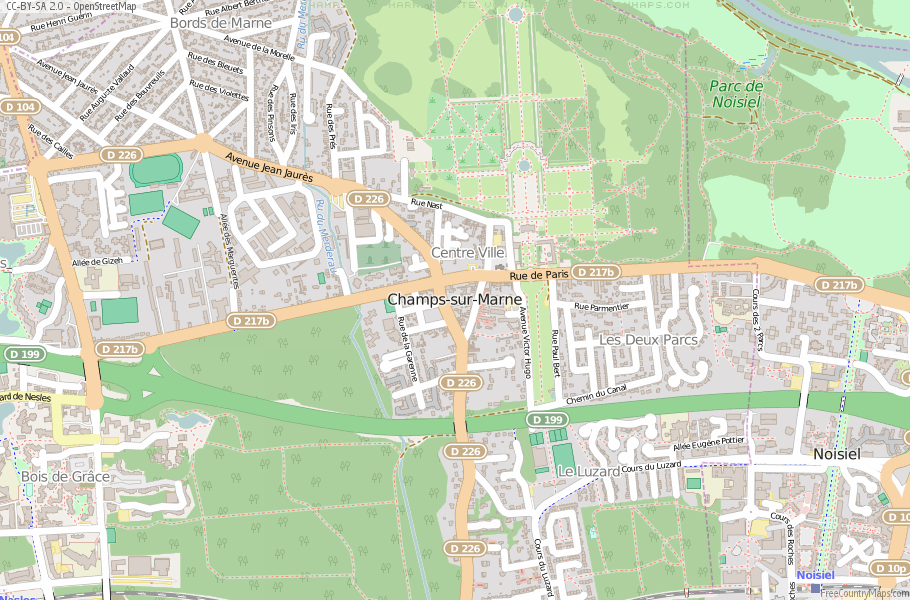Karte Von Champs-sur-Marne Frankreich
