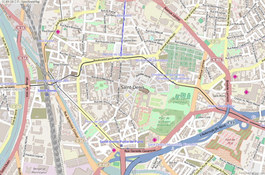 Karte Von Saint-Denis Frankreich