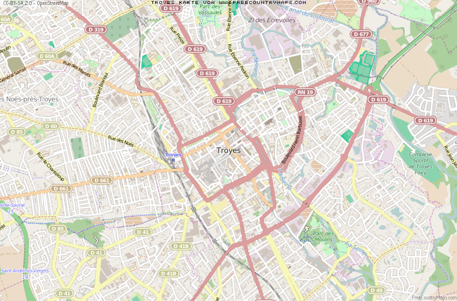 Karte Von Troyes Frankreich