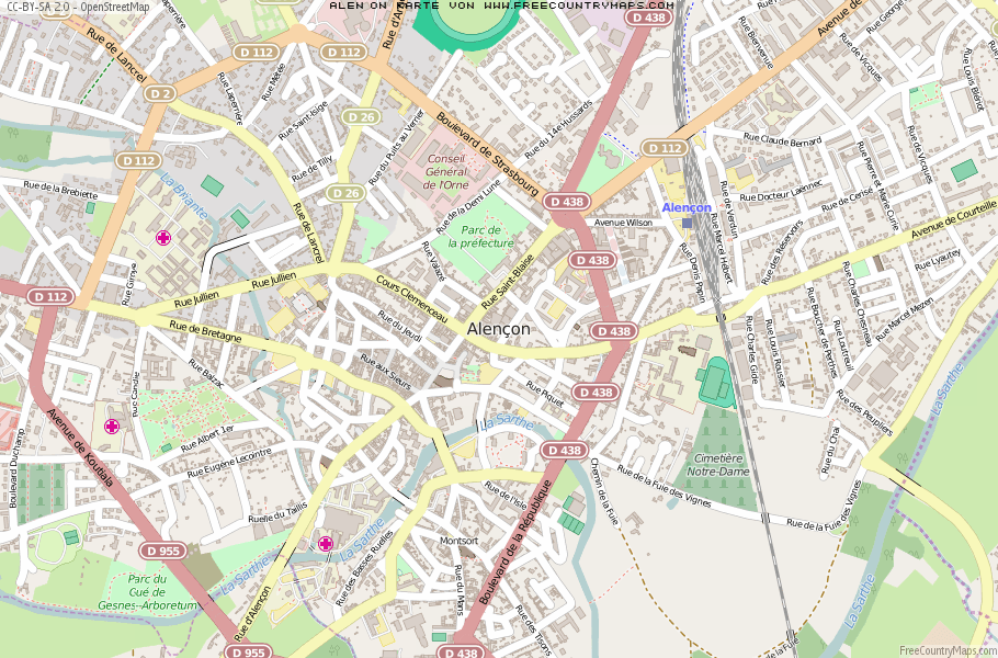 Karte Von Alençon Frankreich