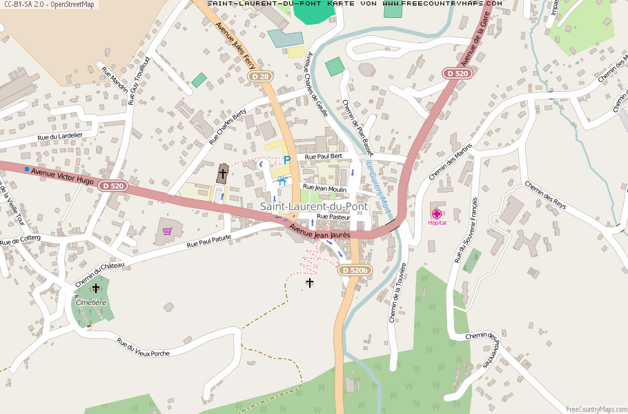 Karte Von Saint-Laurent-du-Pont Frankreich