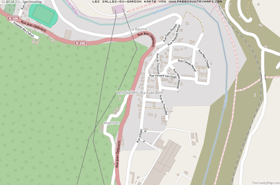 Karte Von Les Salles-du-Gardon Frankreich