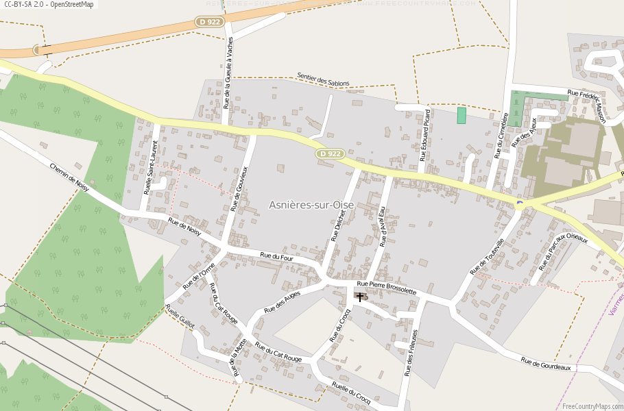 Karte Von Asnières-sur-Oise Frankreich