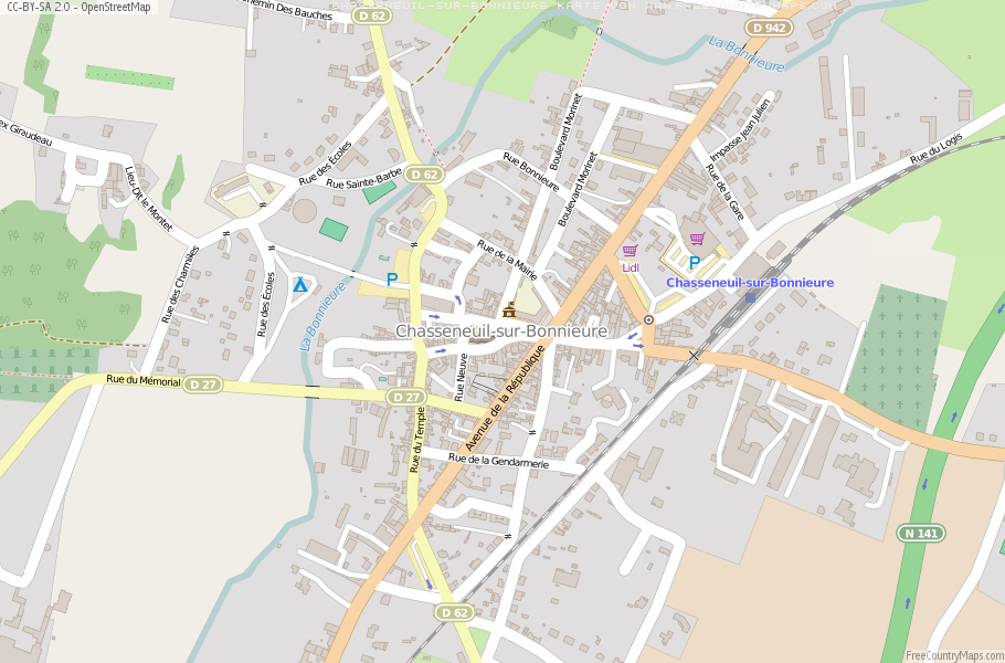 Karte Von Chasseneuil-sur-Bonnieure Frankreich