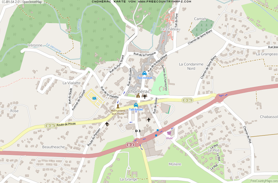 Karte Von Chomérac Frankreich