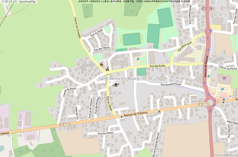 Karte Von Saint-Denis-lès-Bourg Frankreich