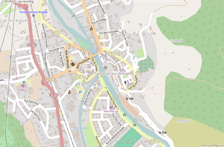 Karte Von Tarascon-sur-Ariège Frankreich