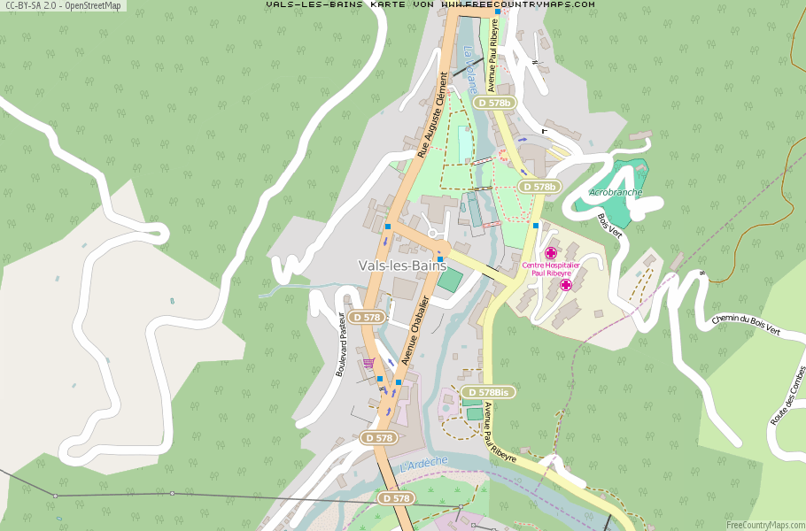 Karte Von Vals-les-Bains Frankreich