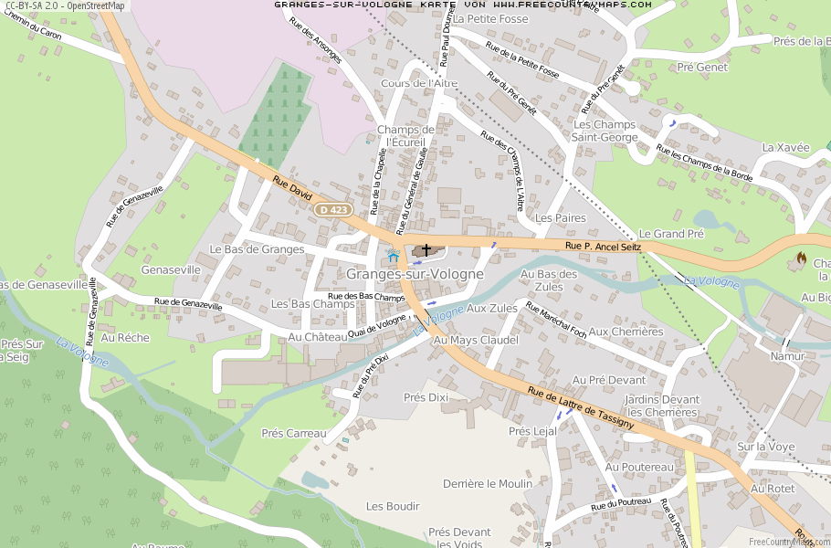 Karte Von Granges-sur-Vologne Frankreich
