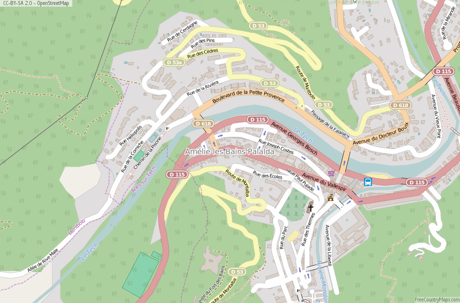 Karte Von Amélie-les-Bains-Palalda Frankreich