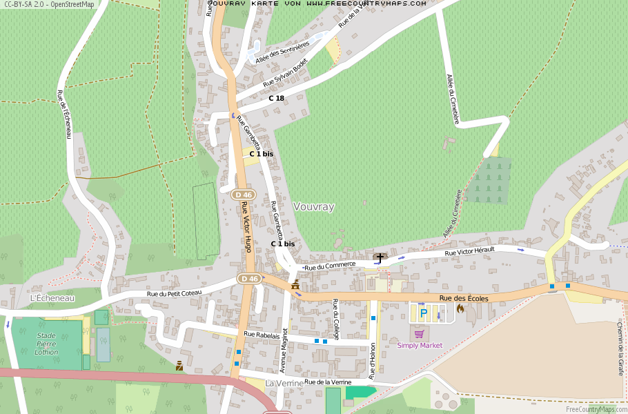Karte Von Vouvray Frankreich