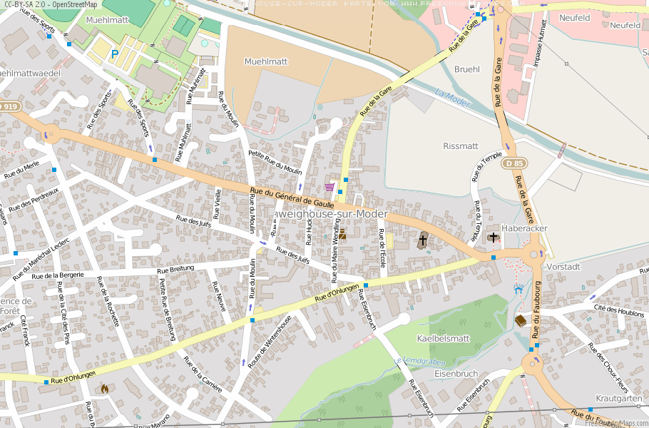 Karte Von Schweighouse-sur-Moder Frankreich