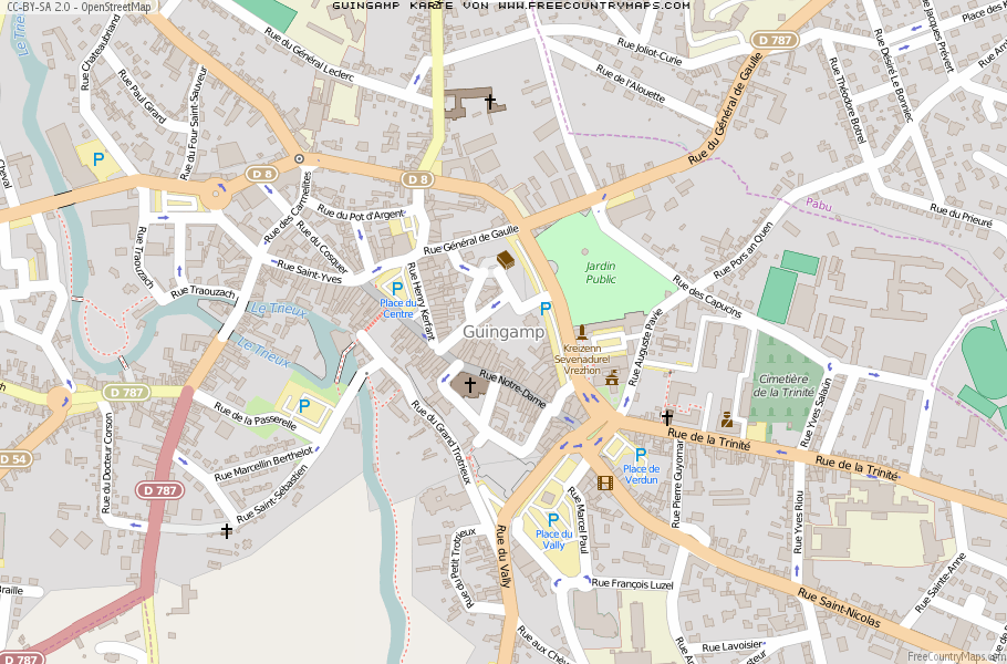 Karte Von Guingamp Frankreich