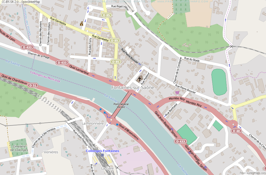 Karte Von Fontaines-sur-Saône Frankreich