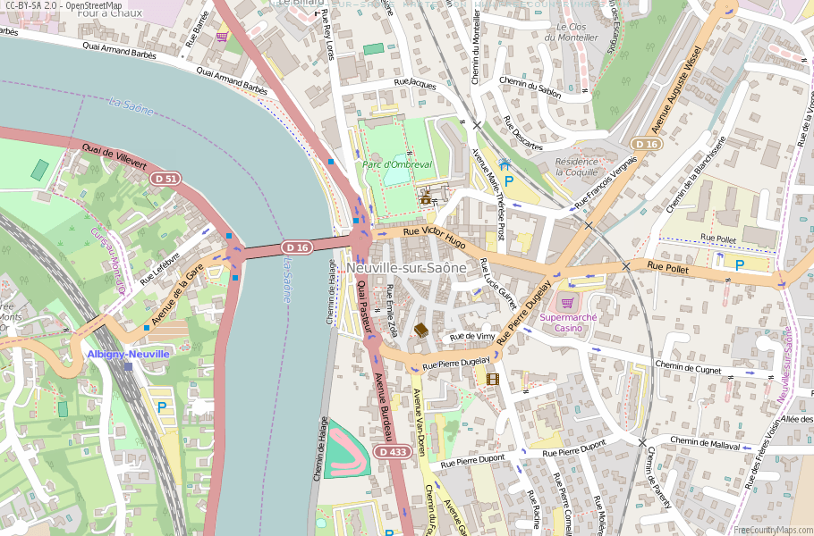 Karte Von Neuville-sur-Saône Frankreich