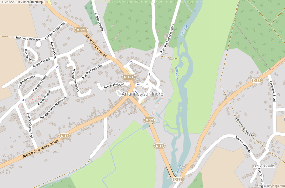 Karte Von Artannes-sur-Indre Frankreich
