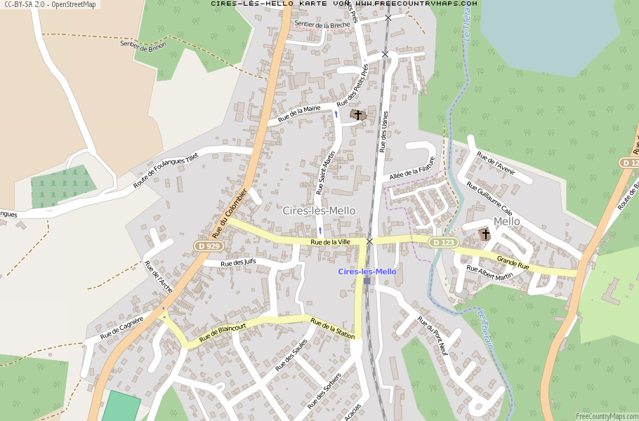 Karte Von Cires-lès-Mello Frankreich