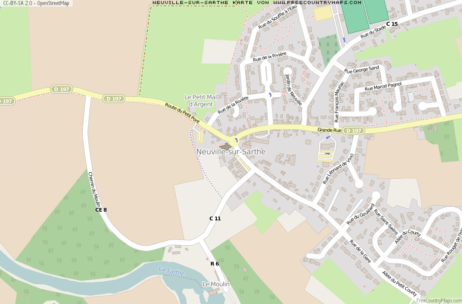 Karte Von Neuville-sur-Sarthe Frankreich