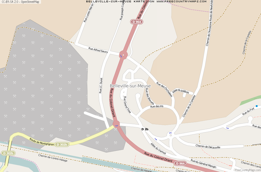 Karte Von Belleville-sur-Meuse Frankreich