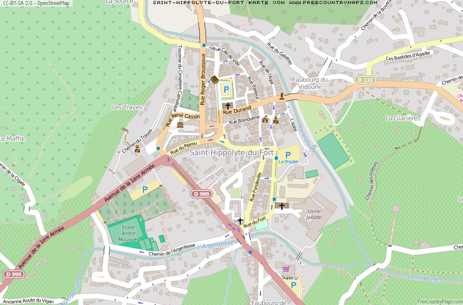 Karte Von Saint-Hippolyte-du-Fort Frankreich