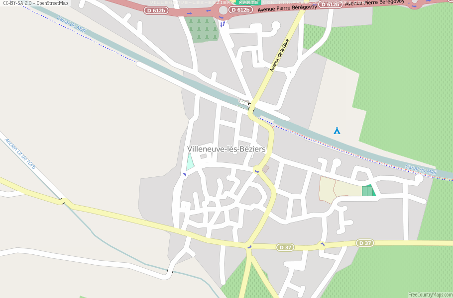 Karte Von Villeneuve-lès-Béziers Frankreich