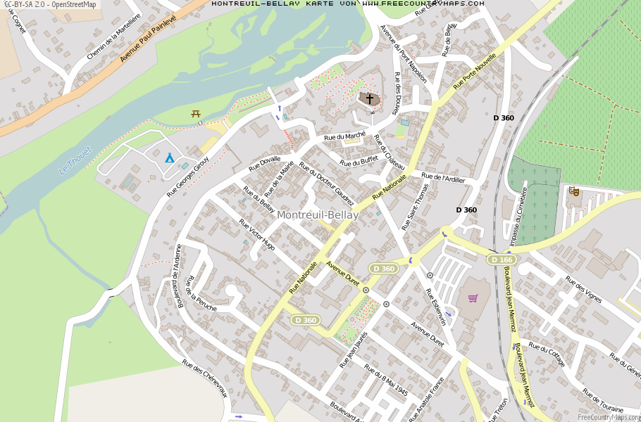 Karte Von Montreuil-Bellay Frankreich