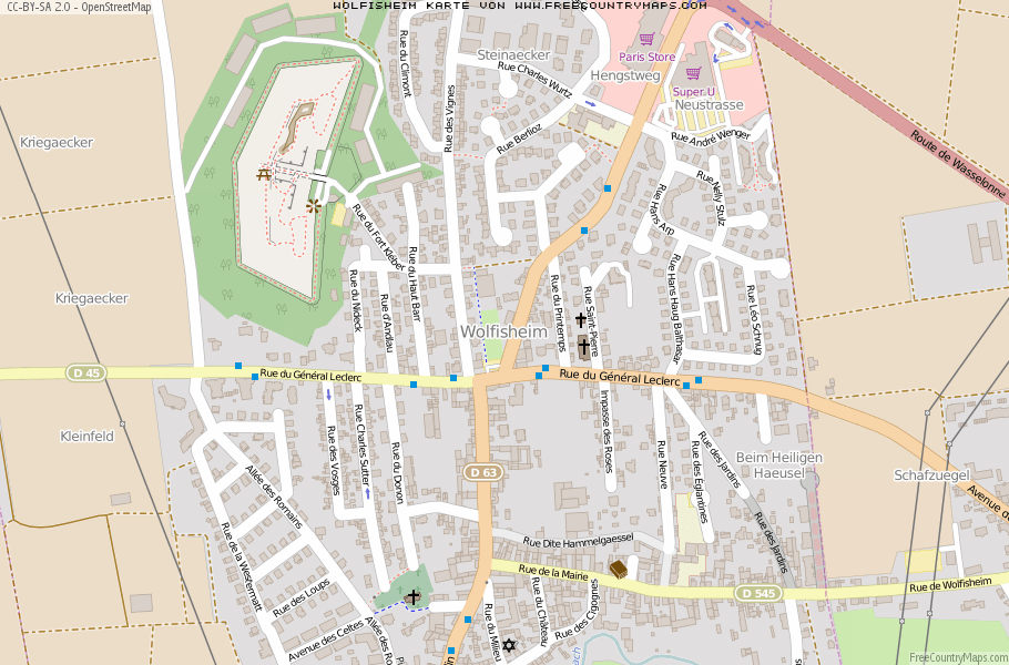 Karte Von Wolfisheim Frankreich
