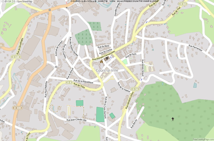 Karte Von Cours-la-Ville Frankreich