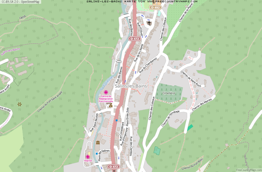 Karte Von Salins-les-Bains Frankreich