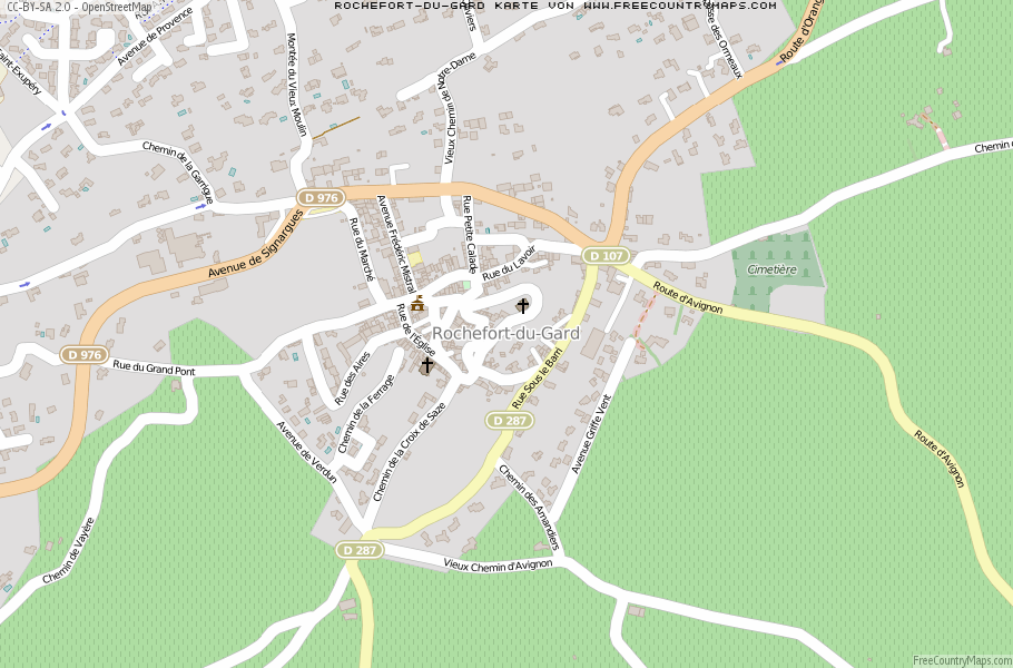 Karte Von Rochefort-du-Gard Frankreich