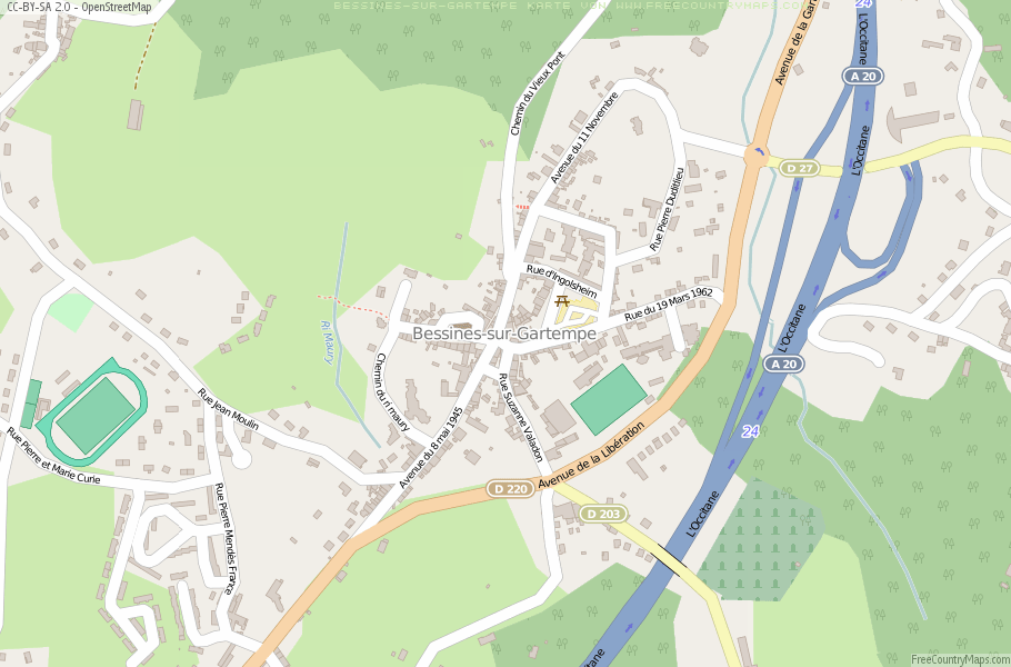 Karte Von Bessines-sur-Gartempe Frankreich
