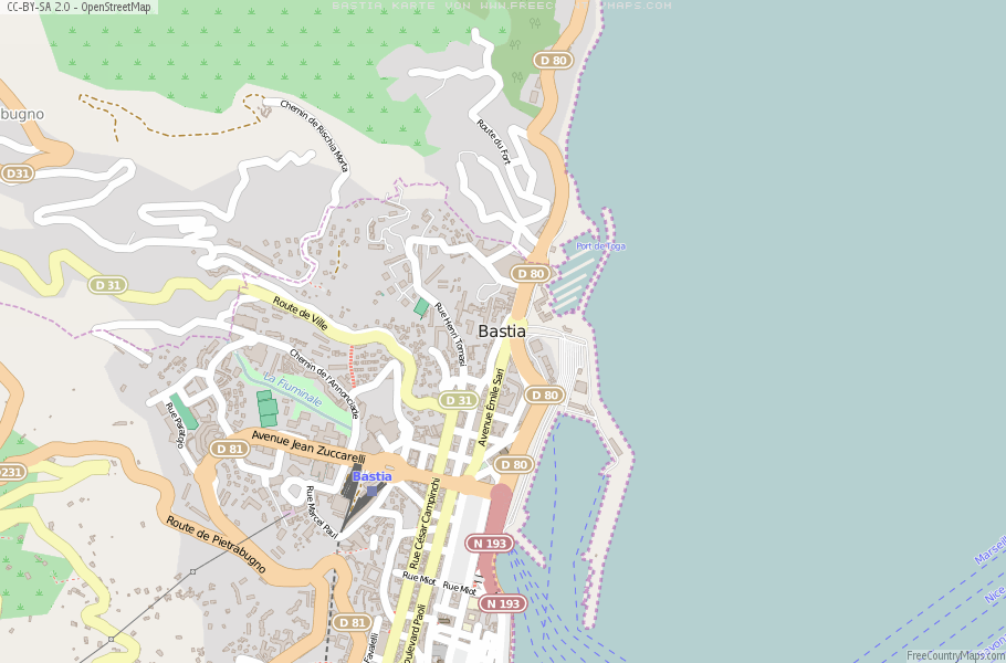 Karte Von Bastia Frankreich