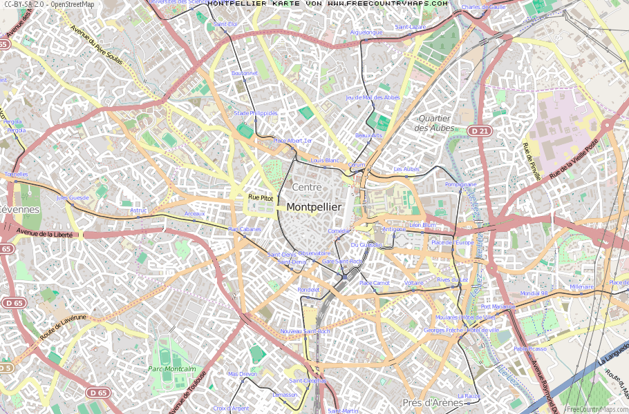 Karte Von Montpellier Frankreich
