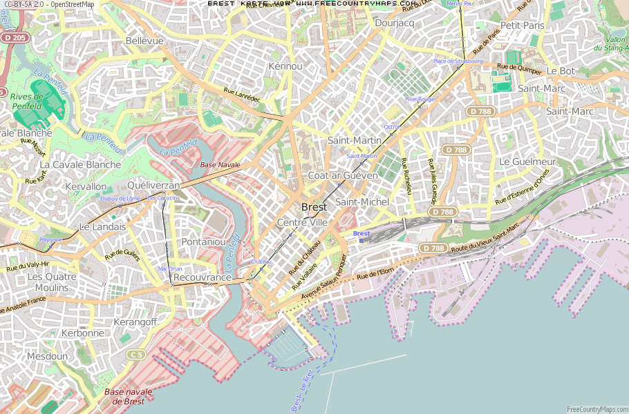 Karte Von Brest Frankreich