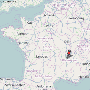 Orliénas Karte Frankreich
