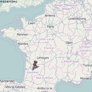 Podensac Karte Frankreich