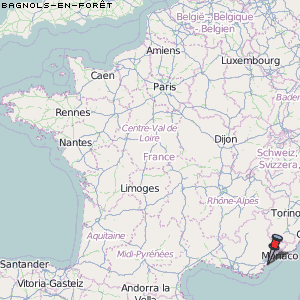 Bagnols-en-Forêt Karte Frankreich