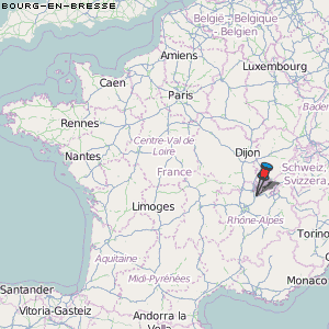 Bourg-en-Bresse Karte Frankreich