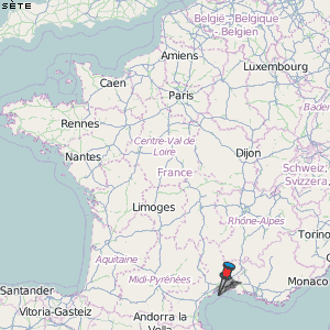 Sète Karte Frankreich