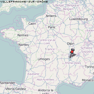 Villefranche-sur-Saône Karte Frankreich