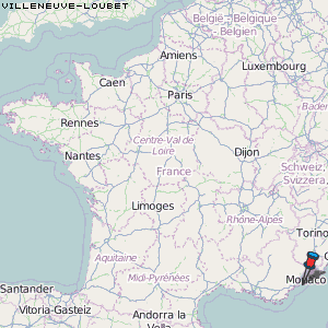 Villeneuve-Loubet Karte Frankreich