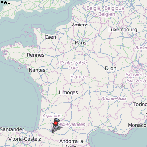 Pau Karte Frankreich