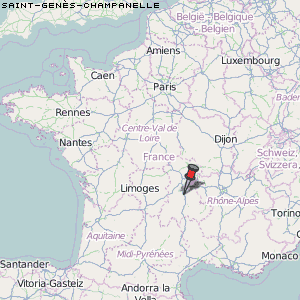 Saint-Genès-Champanelle Karte Frankreich