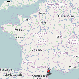 Millas Karte Frankreich