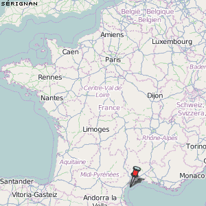 Sérignan Karte Frankreich